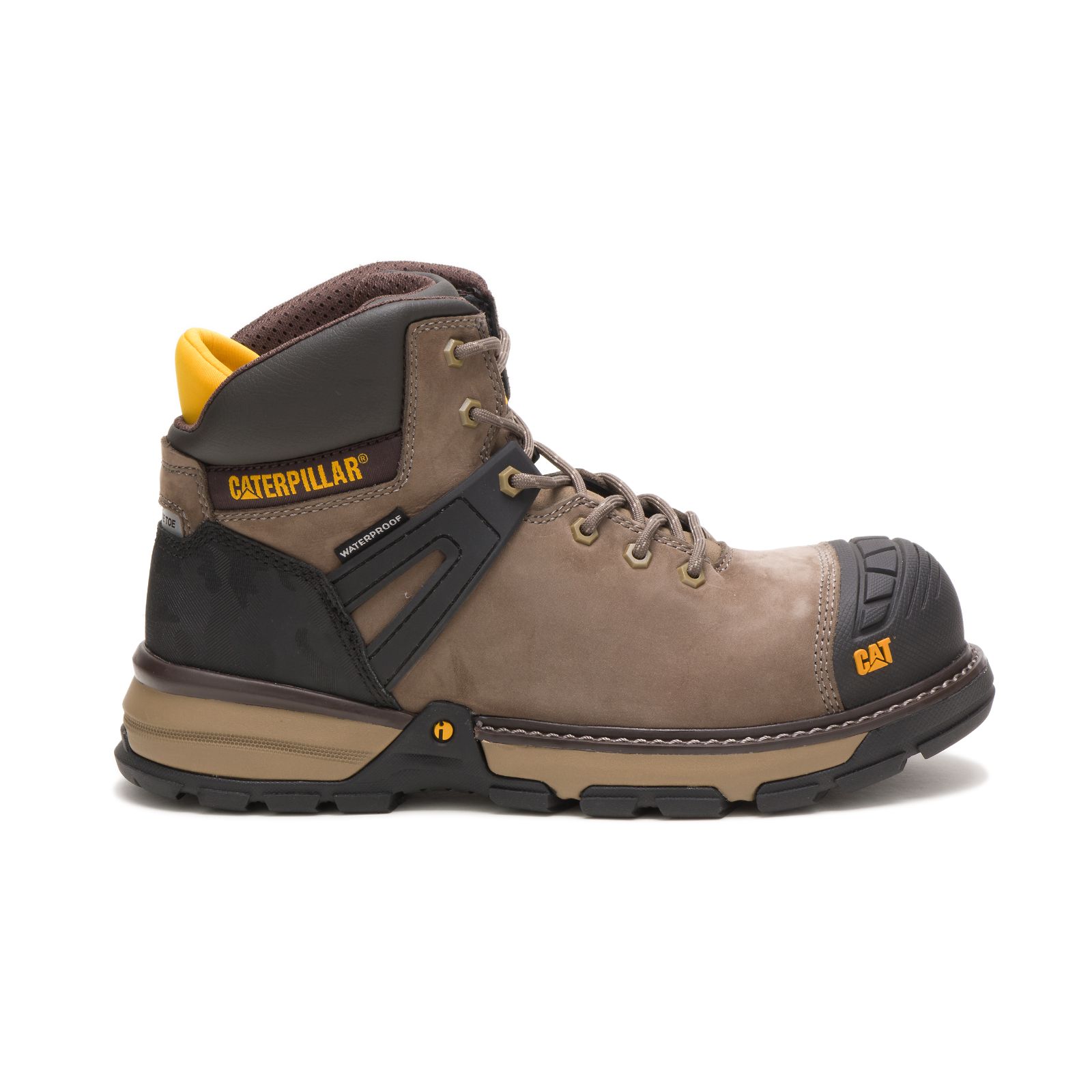 Caterpillar Excavator Superlite Waterproof Nano Toe - Mens Work Boots - Brown/Black - NZ (261VRLDJT)